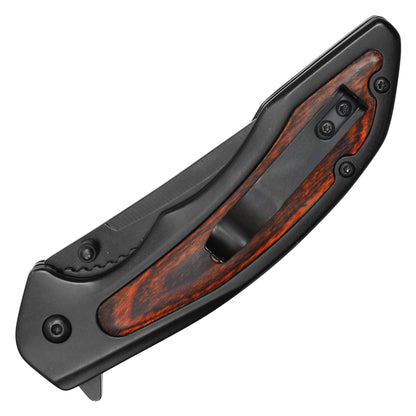 Wartech - 8.25" Black Wood Pocket Knife