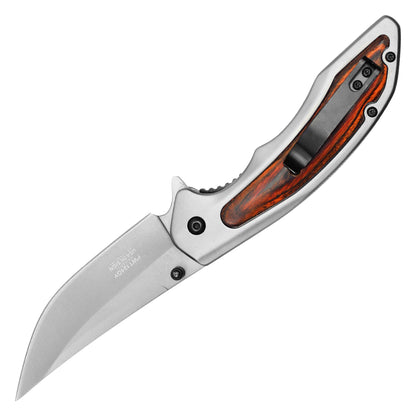 Wartech - 8.25" Silver Wood Pocket Knife