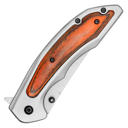 Wartech - 8.25" Silver Wood Pocket Knife