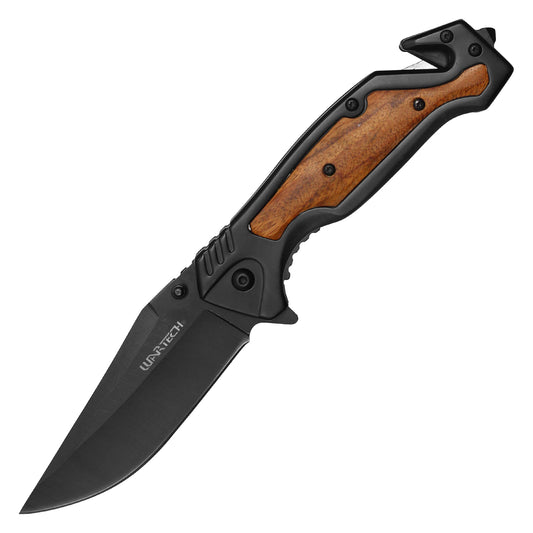 Wartech - 8.5" Black Wood | Spring Assisted Pocket Knife