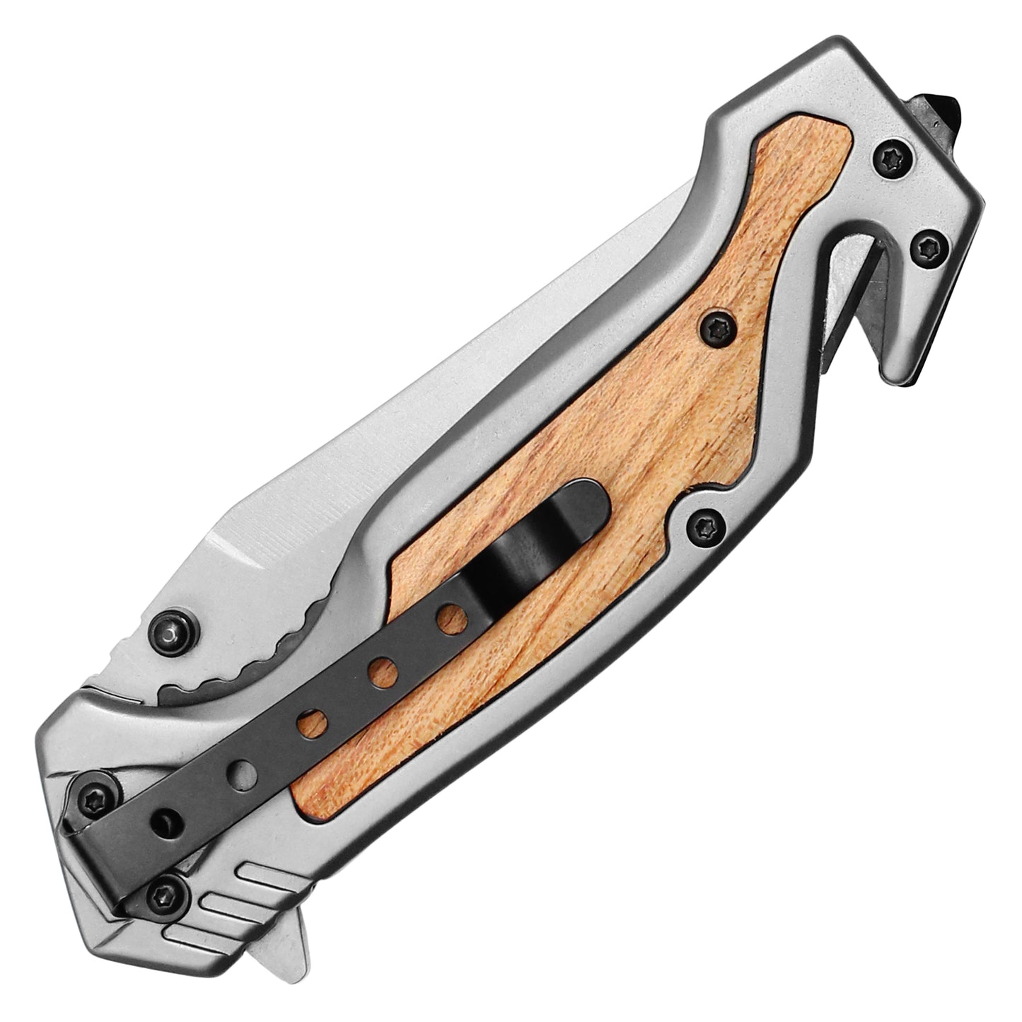 Wartech - 8.5" Gray Wood Pocket Knife