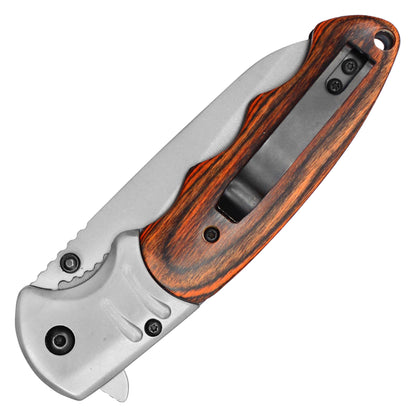 Wartech - 8.5" Silver Wood Pocket Knife