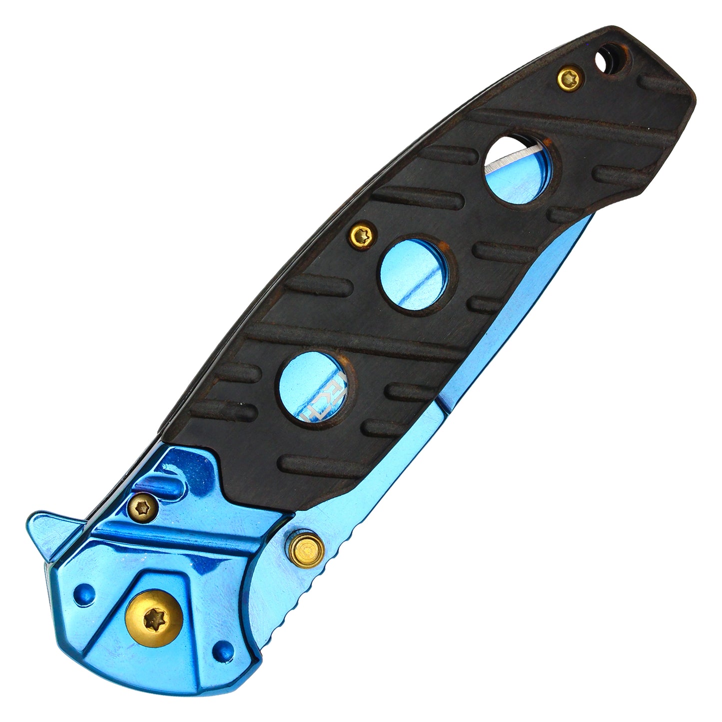 Wartech - 8" Blue Wood Pocket Knife