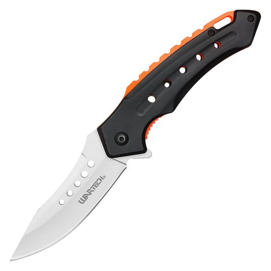 Wartech - 8" Black Orange Spine | Spring Assisted Pocket Knife