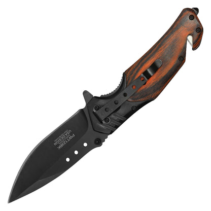 Wartech - 8.5" Black Wood | Spring Assisted Pocket Knife