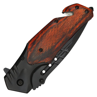 Wartech - 8.5" Black Wood Pocket Knife