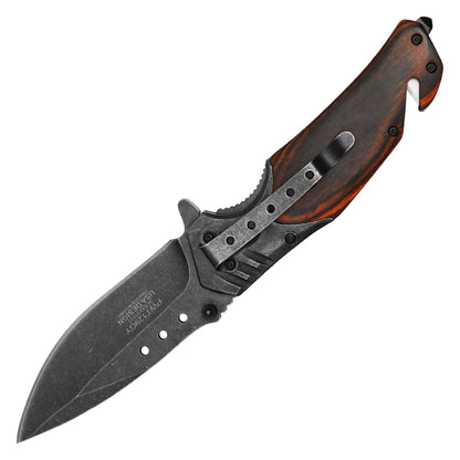 Wartech - 8.5" Stonewashed Wood Pocket Knife