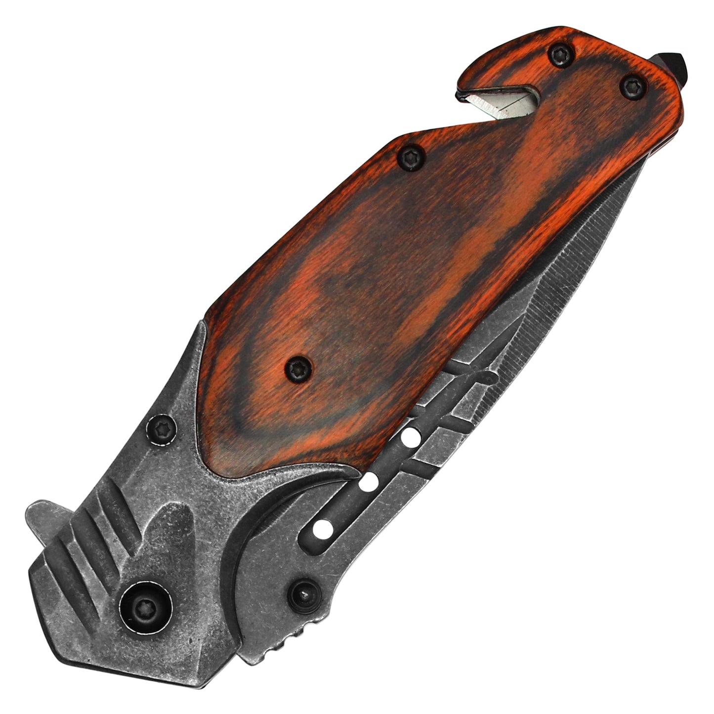 Wartech - 8.5" Stonewashed Wood Pocket Knife