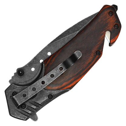 Wartech - 8.5" Stonewashed Wood Pocket Knife