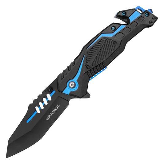 Wartech - 8.5" Blue Stripe Tactical | Spring Assisted Pocket Knife