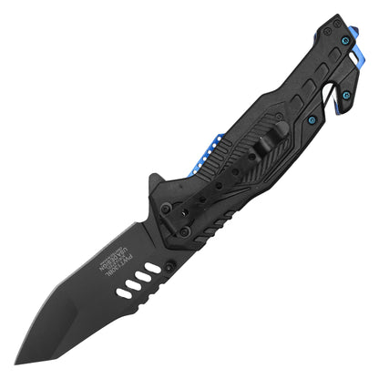 Wartech - 8.5" Blue Striped Tactical Pocket Knife