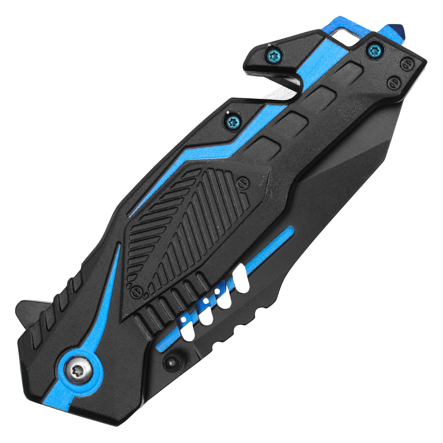 Wartech - 8.5" Blue Striped Tactical Pocket Knife