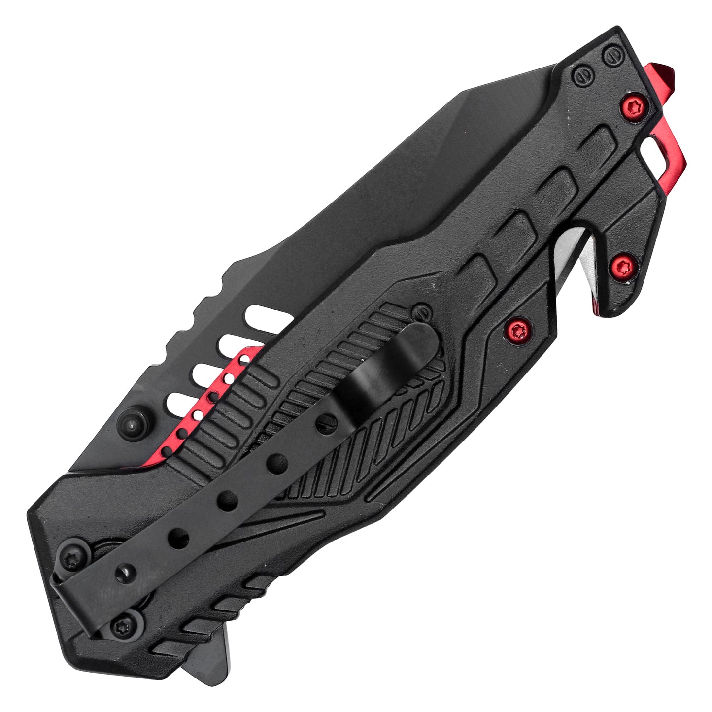 Wartech - 8.5" Red Striped Tactical Pocket Knife