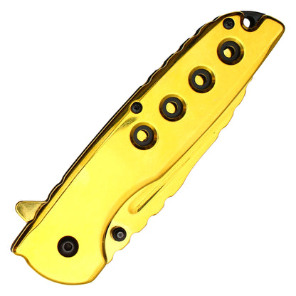 Wartech - 8.5" Gold Perforated Pocket Knife