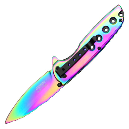 Wartech - 8.5" Rainbow Perforated Pocket Knife