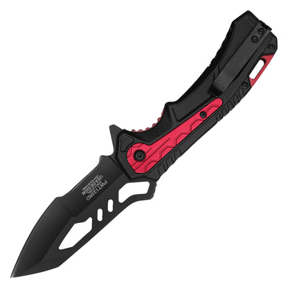 Wartech - 8.25” Tactical Red & Black | Spring Assisted Pocket Knife