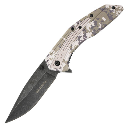 Wartech - 8.5” Stonewashed Camo | Spring Assisted Pocket Knife