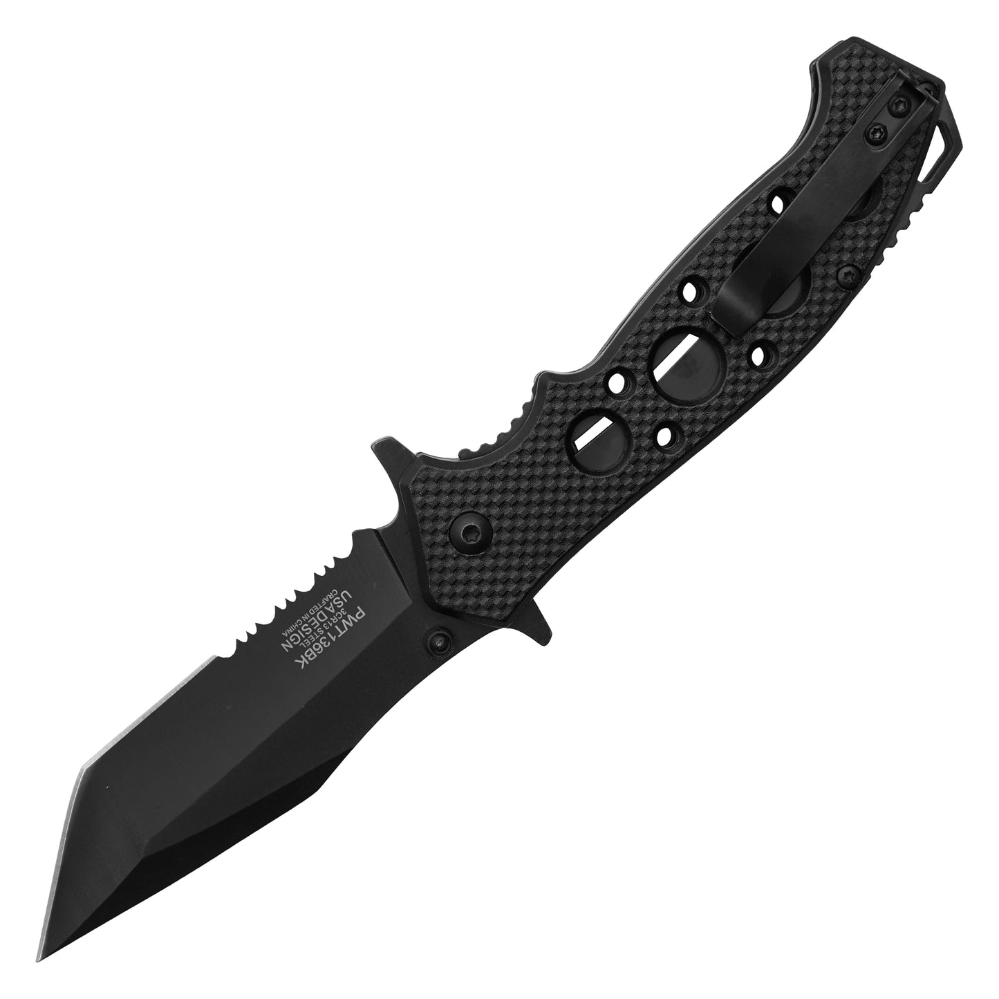 Wartech - 8.25” Textured Black | Spring Assisted Pocket Knife