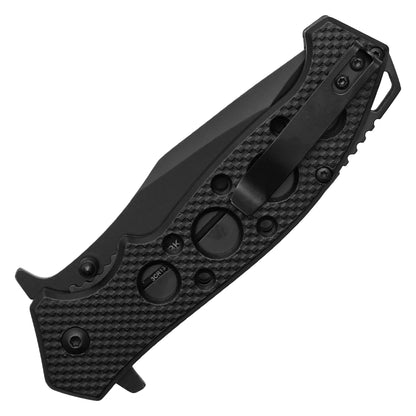 Wartech - 8.25” Textured Black | Spring Assisted Pocket Knife