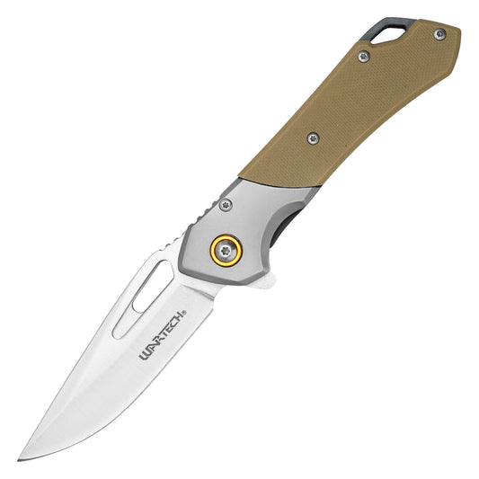 Wartech - 7.75” 2-Tone Tactical Tan & Gray | Spring Assisted Pocket Knife