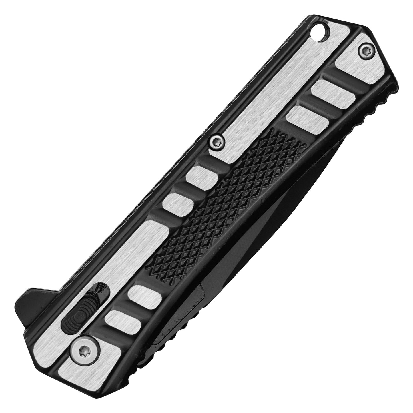 Wartech - 8.25” Black & Silver Stainless Steel | Spring Assisted Pocket Knife