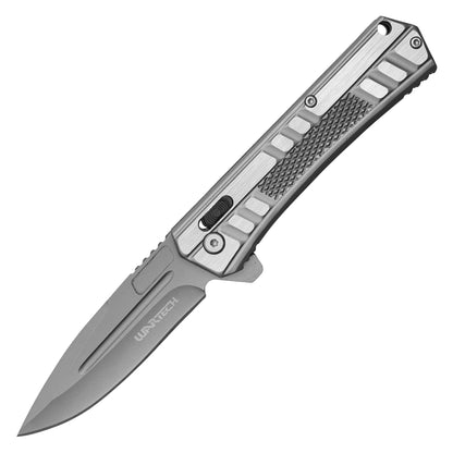 Wartech - 8.25” Silver Stainless Steel | Spring Assisted Pocket Knife