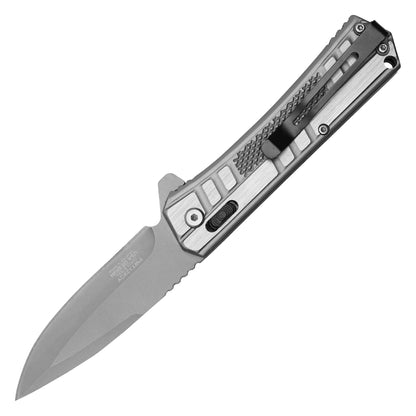 Wartech - 8.25” Silver Stainless Steel | Spring Assisted Pocket Knife