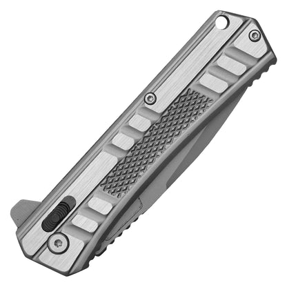 Wartech - 8.25” Silver Stainless Steel | Spring Assisted Pocket Knife