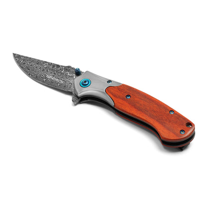 Wartech - 8" Natural Wood | Spring Assisted Pocket Knife