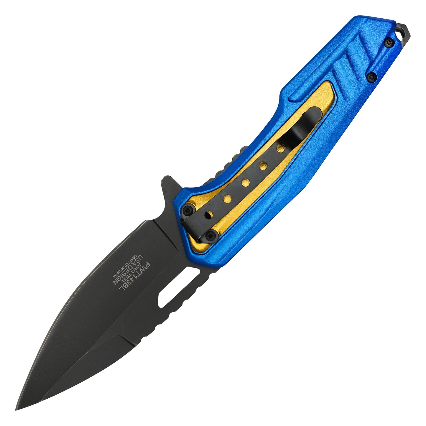 Wartech - 8" "#30" Blue & Gold | Folding Pocket Knife