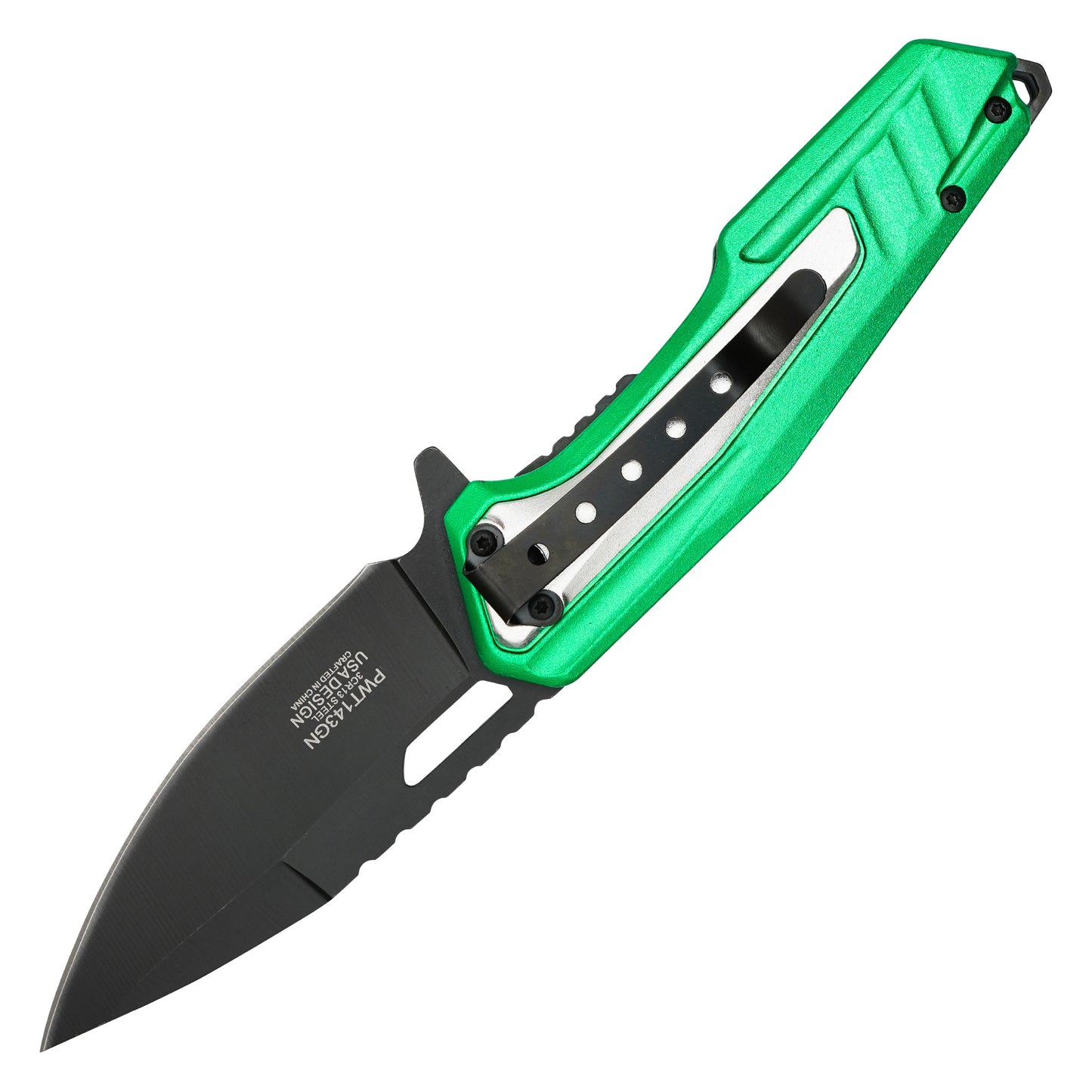 Wartech - 8" "#0" Green & White | Folding Pocket Knife