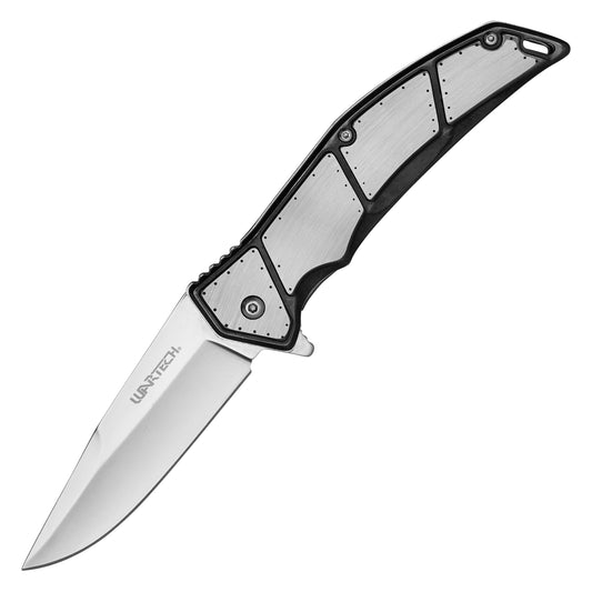 Wartech - 8.5" Black Brushed Steel | Spring Assisted Pocket Knife
