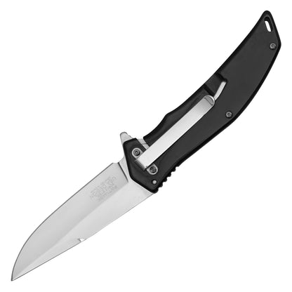 Wartech - 8.5" Black Brushed Steel | Spring Assisted Pocket Knife