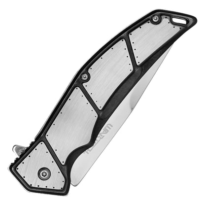 Wartech - 8.5" Black Brushed Steel | Spring Assisted Pocket Knife