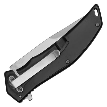 Wartech - 8.5" Black Brushed Steel | Spring Assisted Pocket Knife