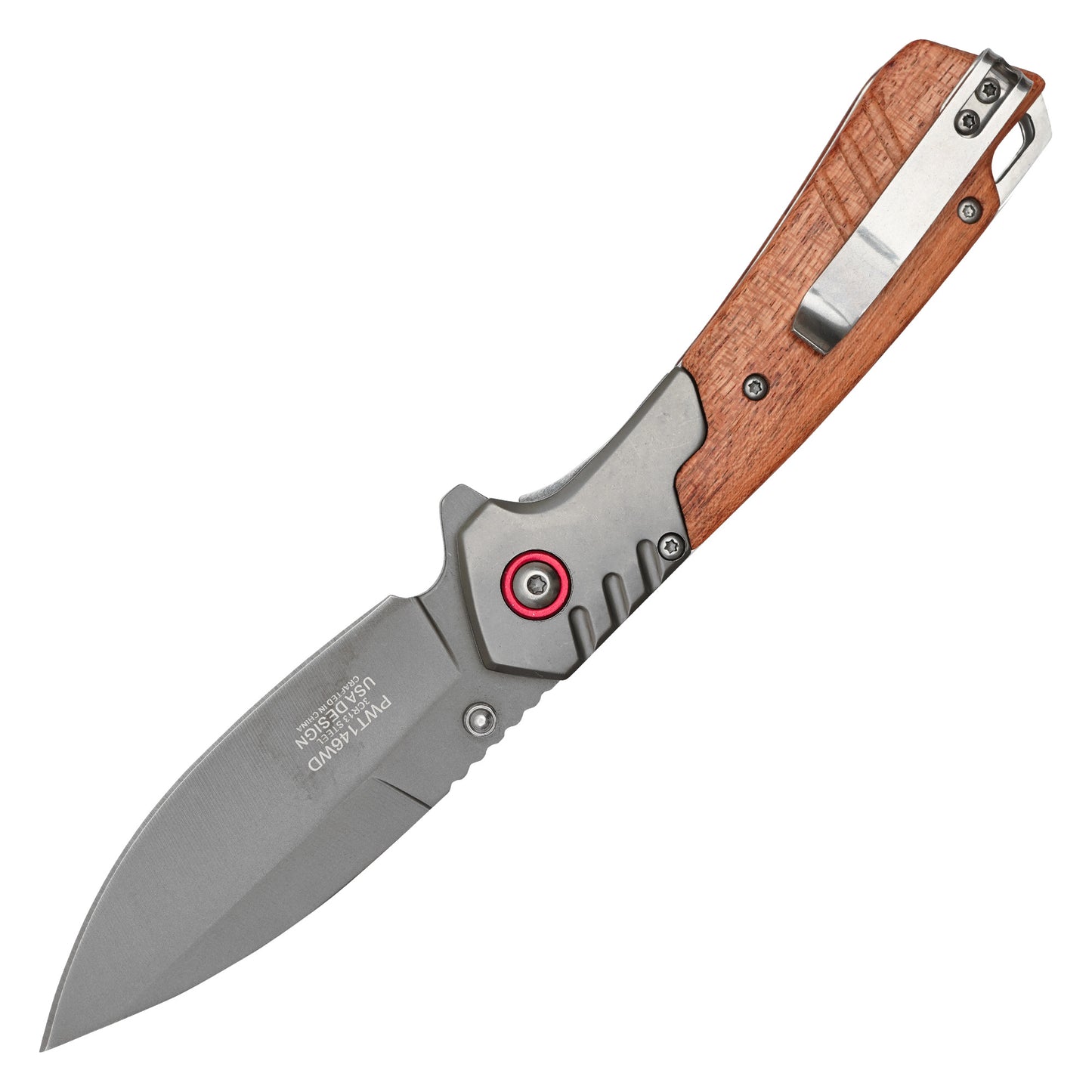 Wartech - 8" Brown Wood 2-Tone | Spring Assisted Pocket Knife