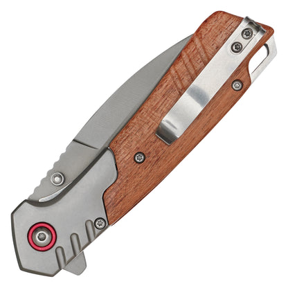 Wartech - 8" Brown Wood 2-Tone | Spring Assisted Pocket Knife
