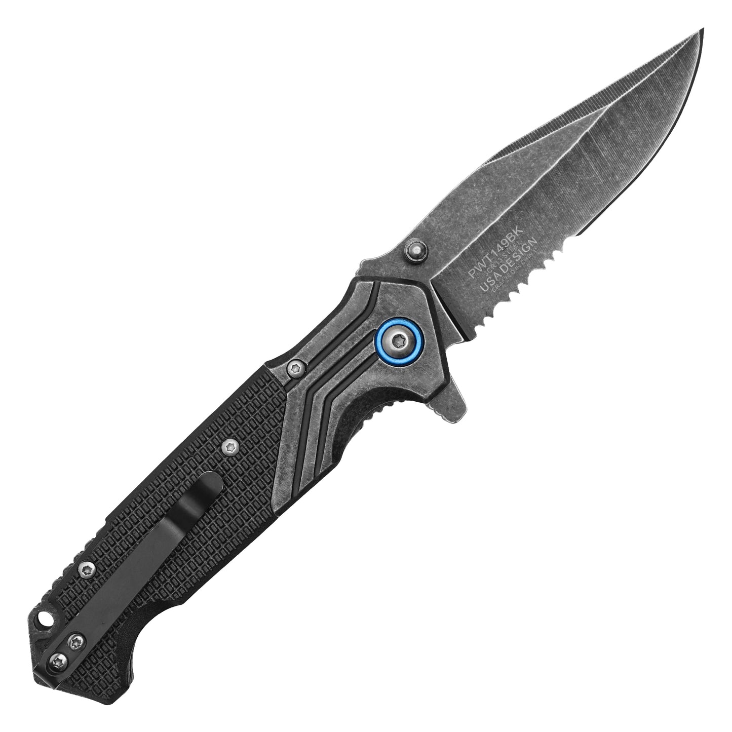 Wartech - 7.75" Tactical Stonewashed | Spring Assisted Pocket Knife