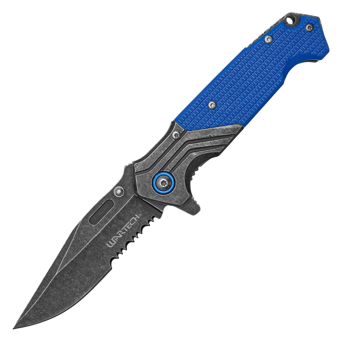 Wartech - 7.75" Tactical Blue Stonewashed | Spring Assisted Pocket Knife