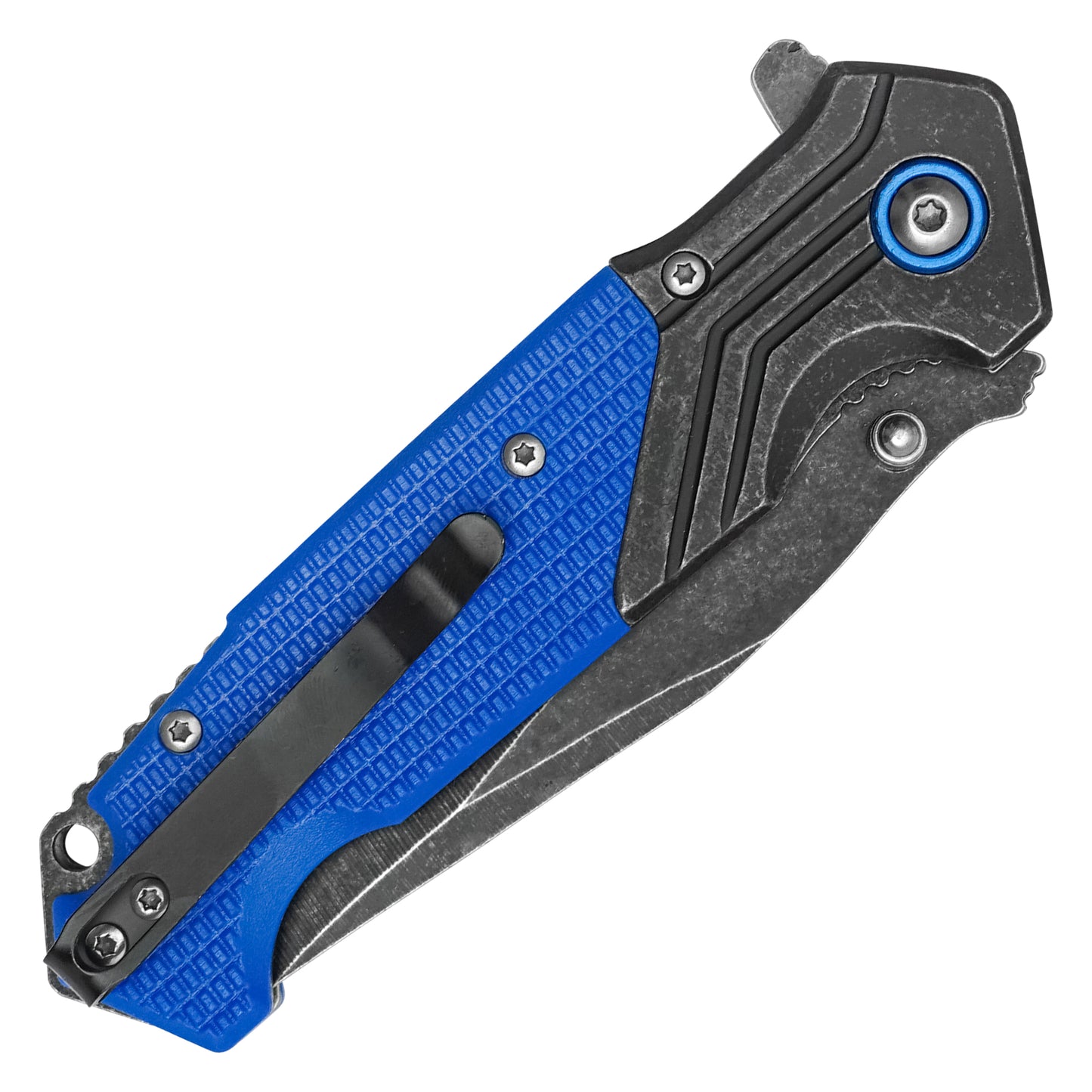 Wartech - 7.75" Tactical Blue Stonewashed | Spring Assisted Pocket Knife