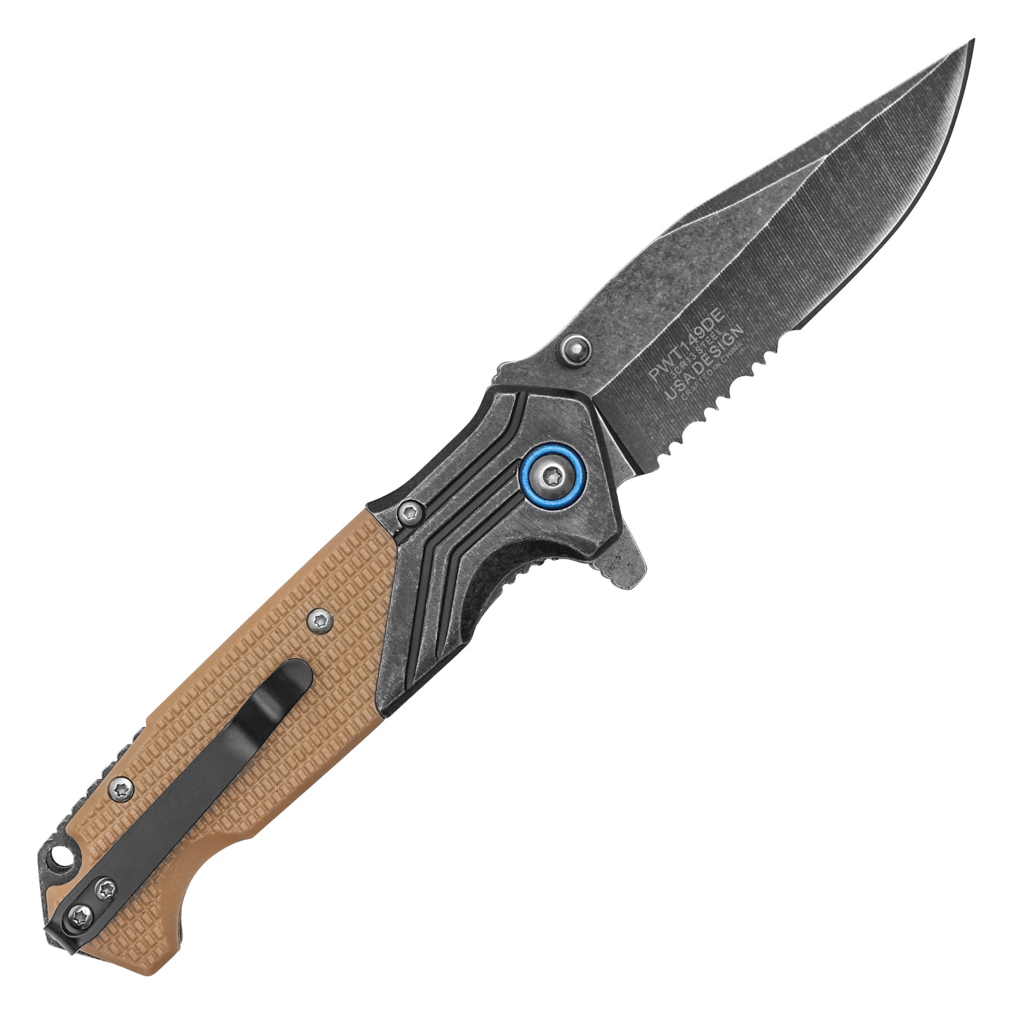 Wartech - 7.75" Tactical Desert Stonewashed | Spring Assisted Pocket Knife