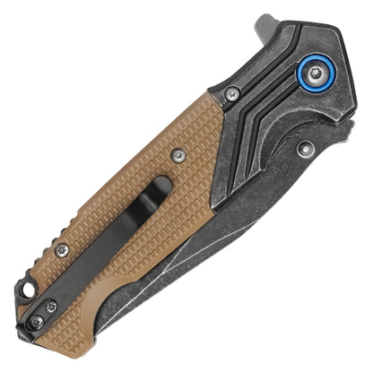 Wartech - 7.75" Tactical Desert Stonewashed | Spring Assisted Pocket Knife