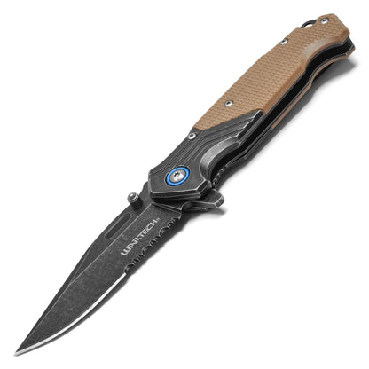 Wartech - 7.75" Tactical Desert Stonewashed | Spring Assisted Pocket Knife
