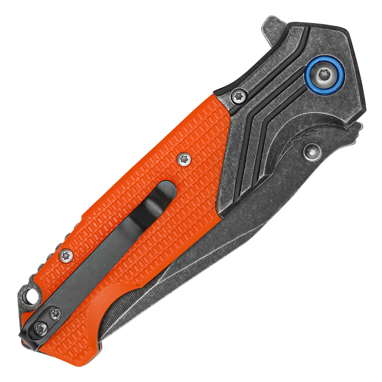 Wartech - 7.75" Tactical Orange Stonewashed | Spring Assisted Pocket Knife