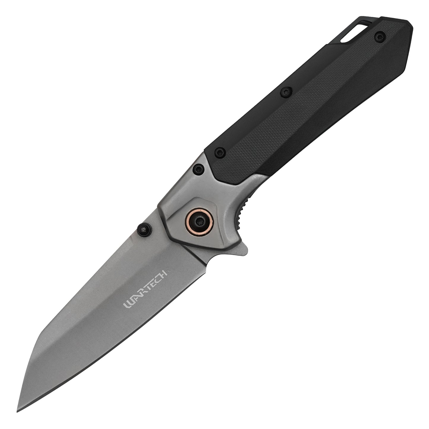 Wartech - 7.75" 2-Tone Black Wharncliffe | Spring Assisted Pocket Knife