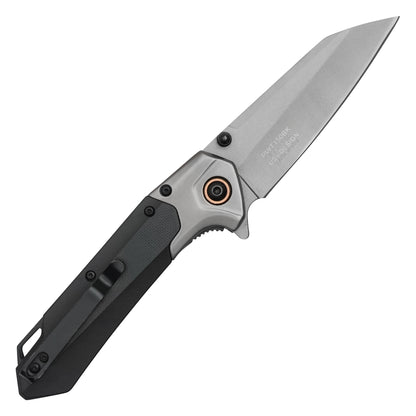 Wartech - 7.75" 2-Tone Black Wharncliffe | Spring Assisted Pocket Knife