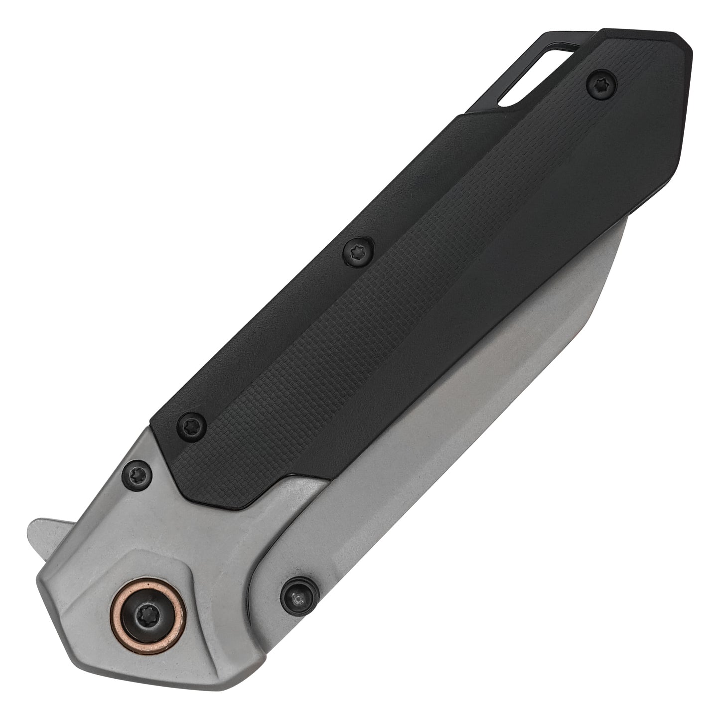 Wartech - 7.75" 2-Tone Black Wharncliffe | Spring Assisted Pocket Knife