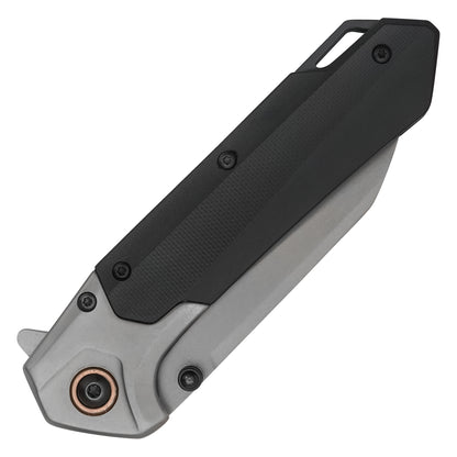 Wartech - 7.75" 2-Tone Black Wharncliffe | Spring Assisted Pocket Knife