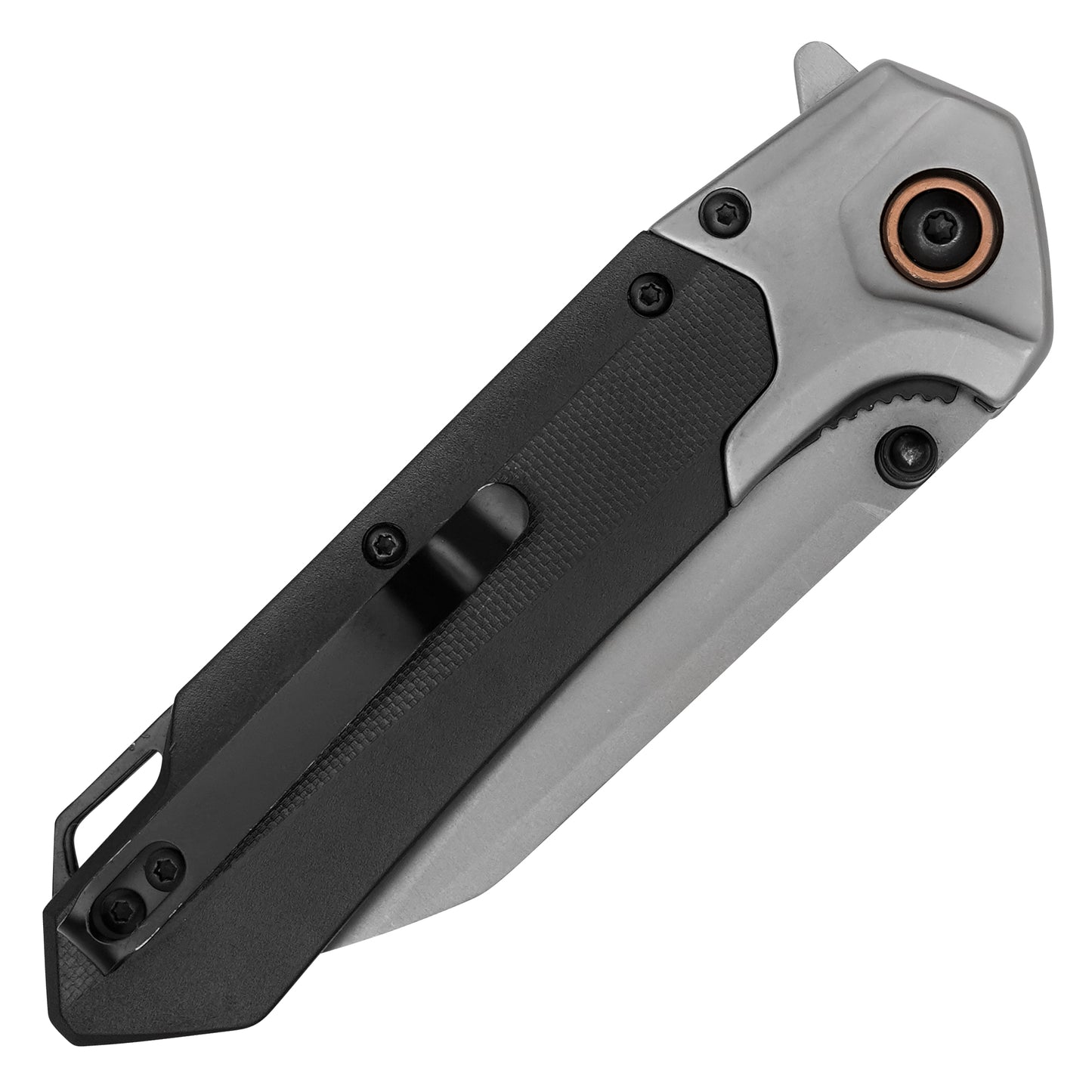 Wartech - 7.75" 2-Tone Black Wharncliffe | Spring Assisted Pocket Knife