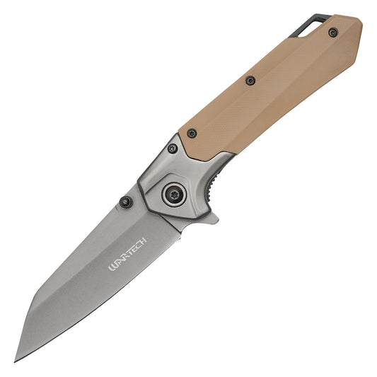 Wartech - 7.75" 2-Tone Desert Wharncliffe | Spring Assisted Pocket Knife